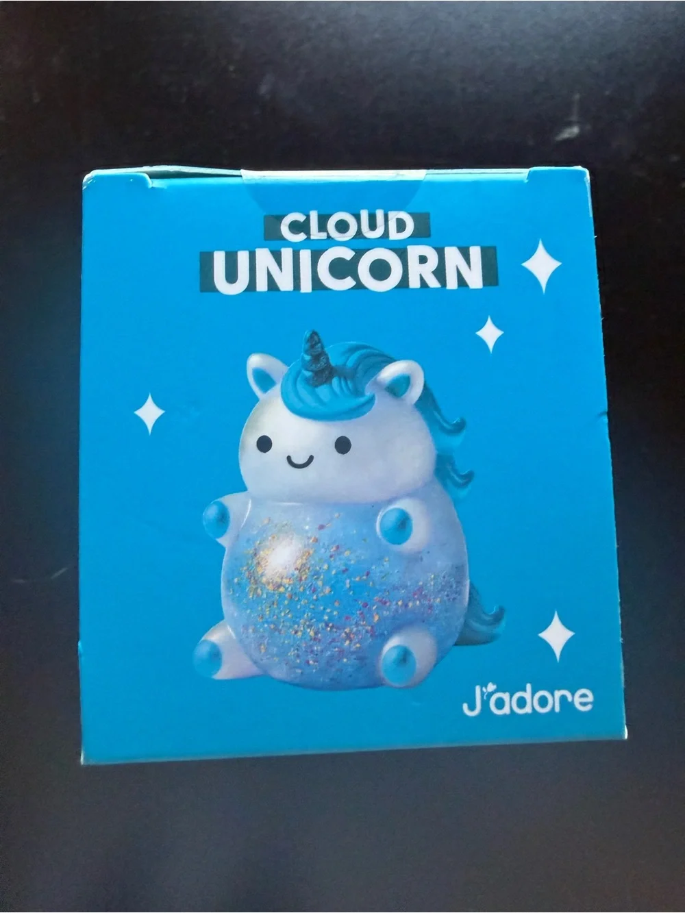 New J'adore Blue Cloud Unicorn Squish Squeeze Glitter Sensory Toy 3+ Squishy